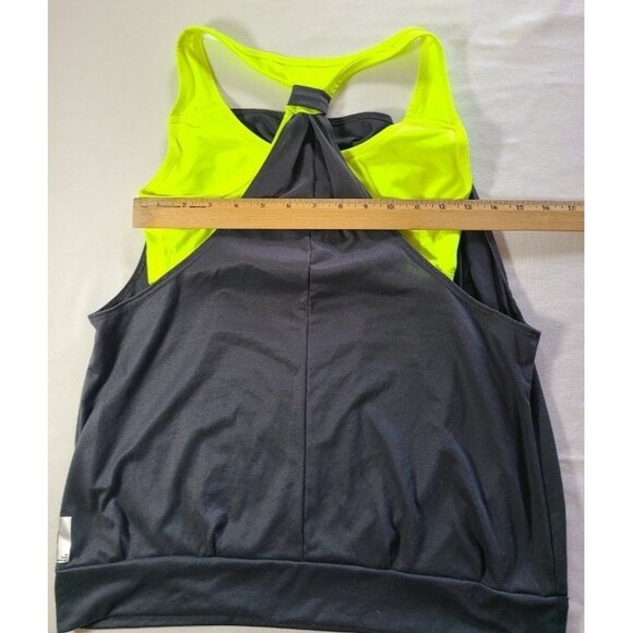 BCG Black & Neon Green Tank Top Size Medium Built-In Bra Athletic Shirt - Picture 6 of 6